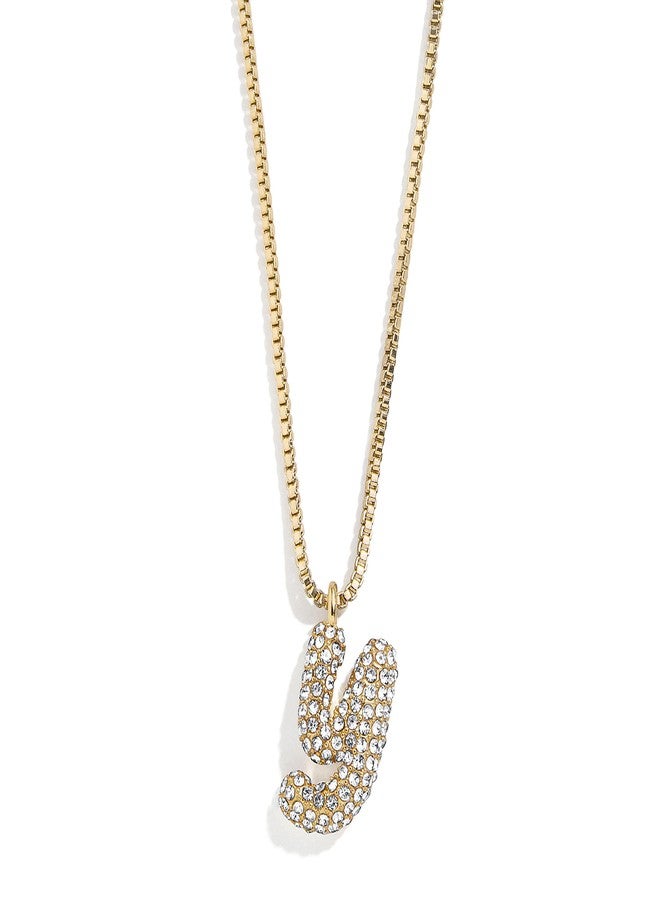 BaubleBar Gwen Mini Pave Bubble Initial Necklace - Cubic Zirconia Letter Pendant, Gold Necklace with Initials for Women, Letter Y - Image 1